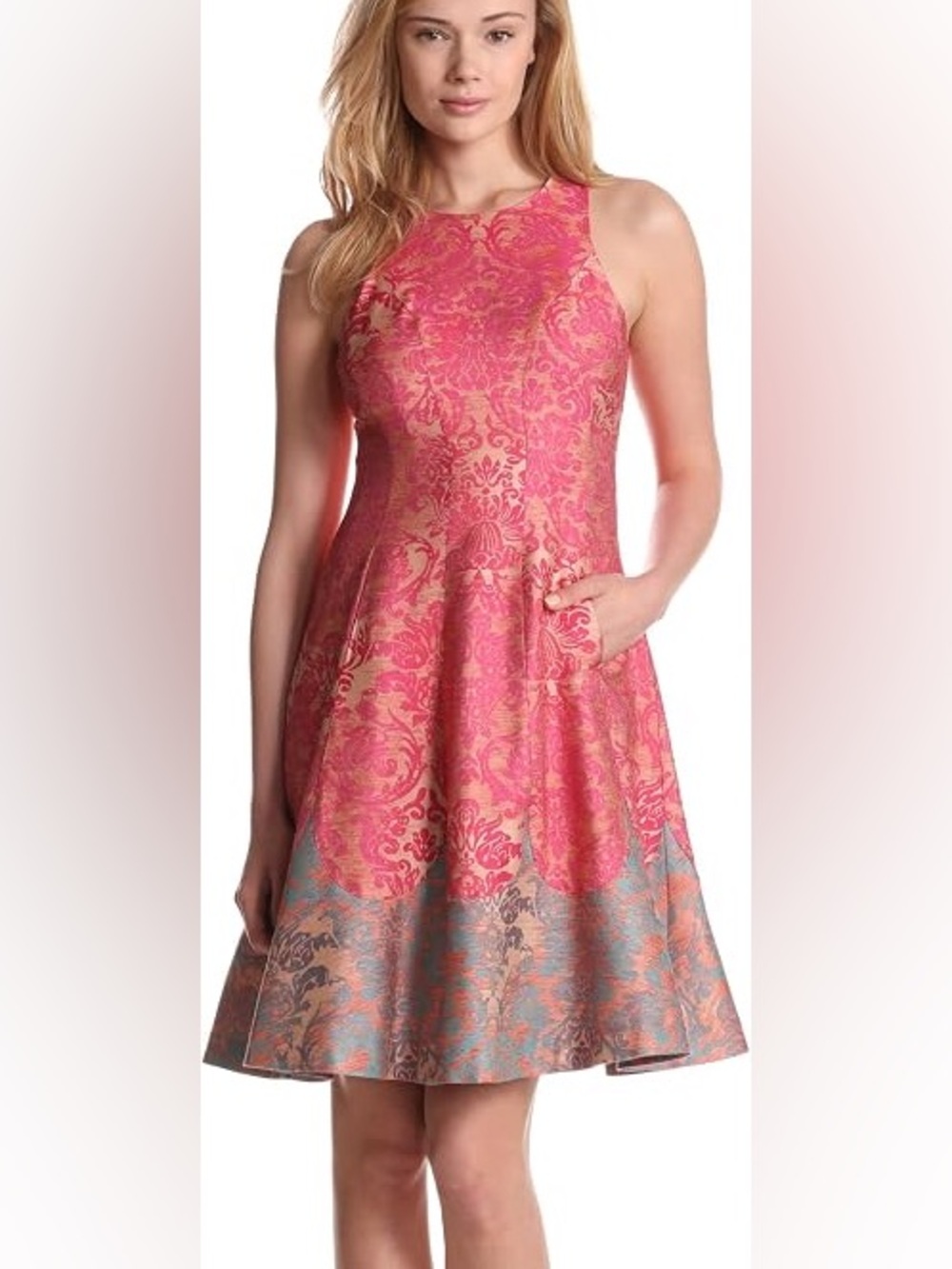 Tracey Reese Pink Wallpaper Combo silk blend dress 10 seen on Michelle Obama